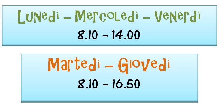 Giorni dispari 8.10-14.00 / Giorni pari 8.10-16.50